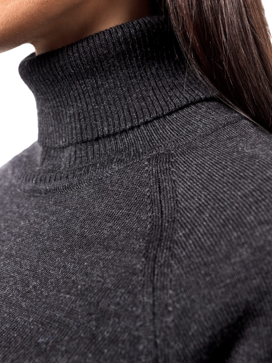 Women's Turtleneck Sweater Black Melange