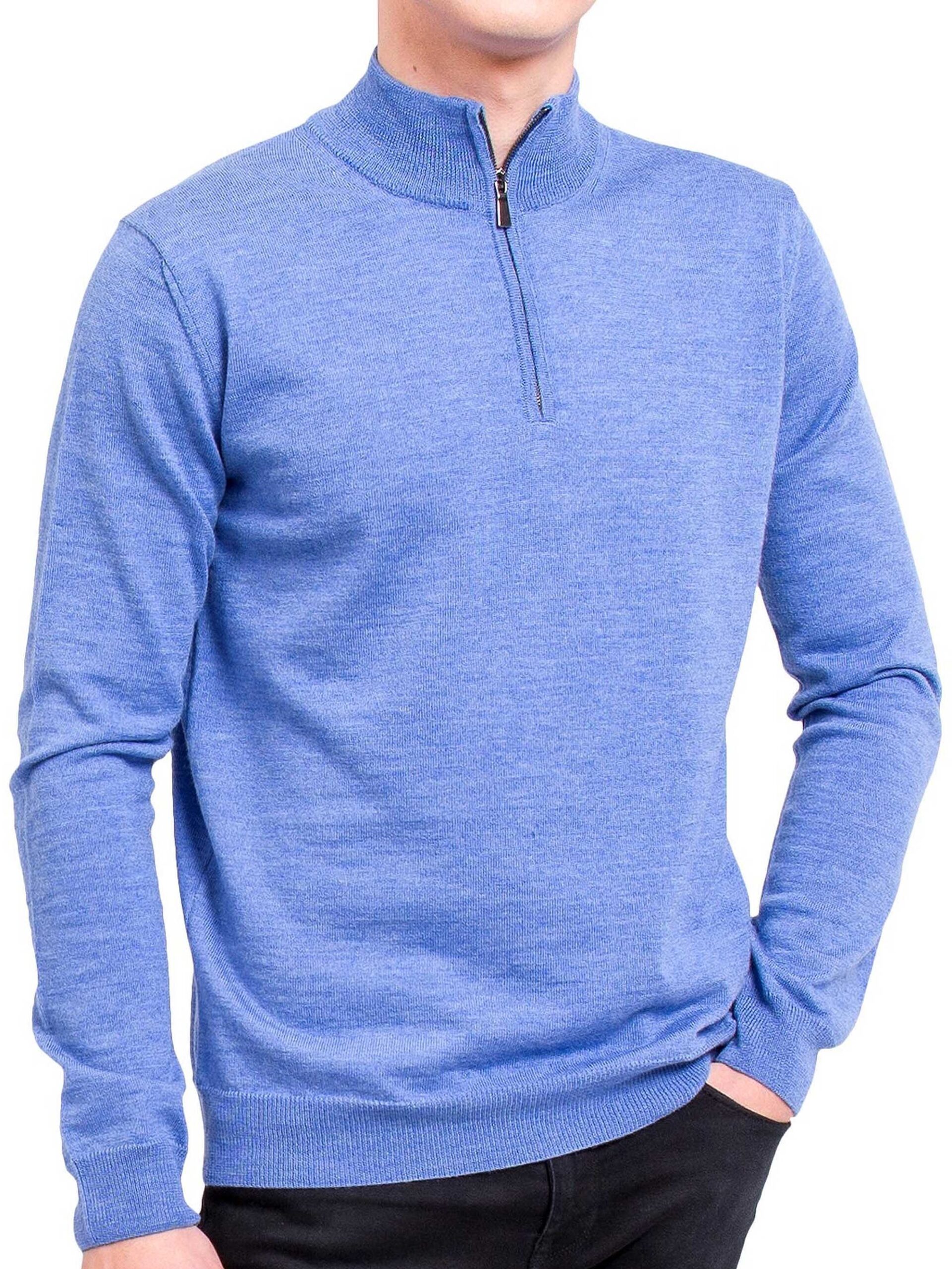 Men_Zip Knittons Men's 1/4 Zip Sweater Blue
