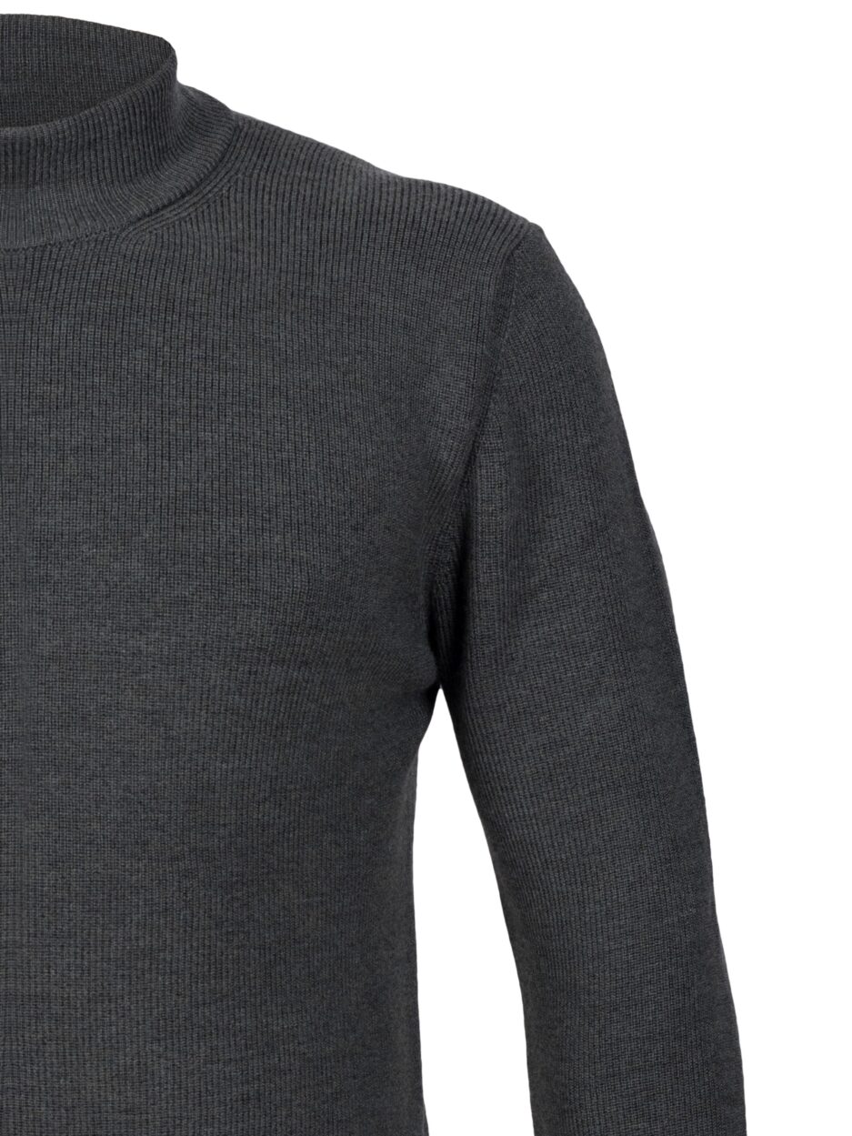 Men's Turtleneck Sweater Green Rib Knit