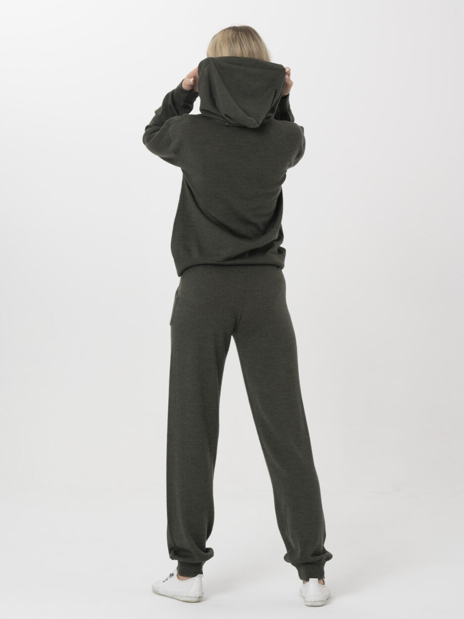 Black Women's Merino Wool Hoodie Sweater & Jogger Pants Set