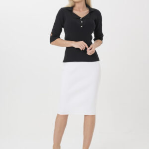 [:en]Women's Ribbed Bodycon Skirt, White[:]
