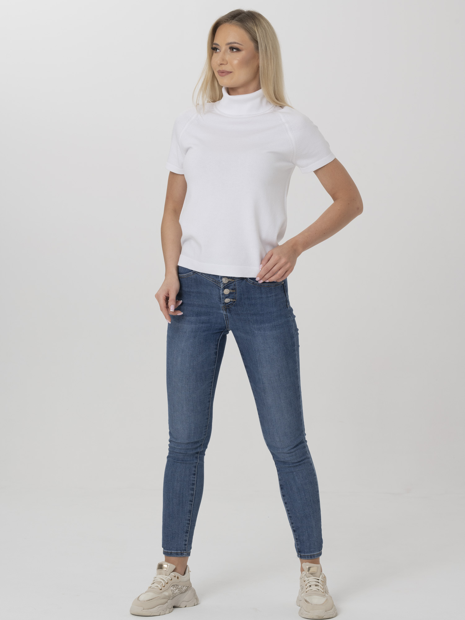 Women's White Mock Neck