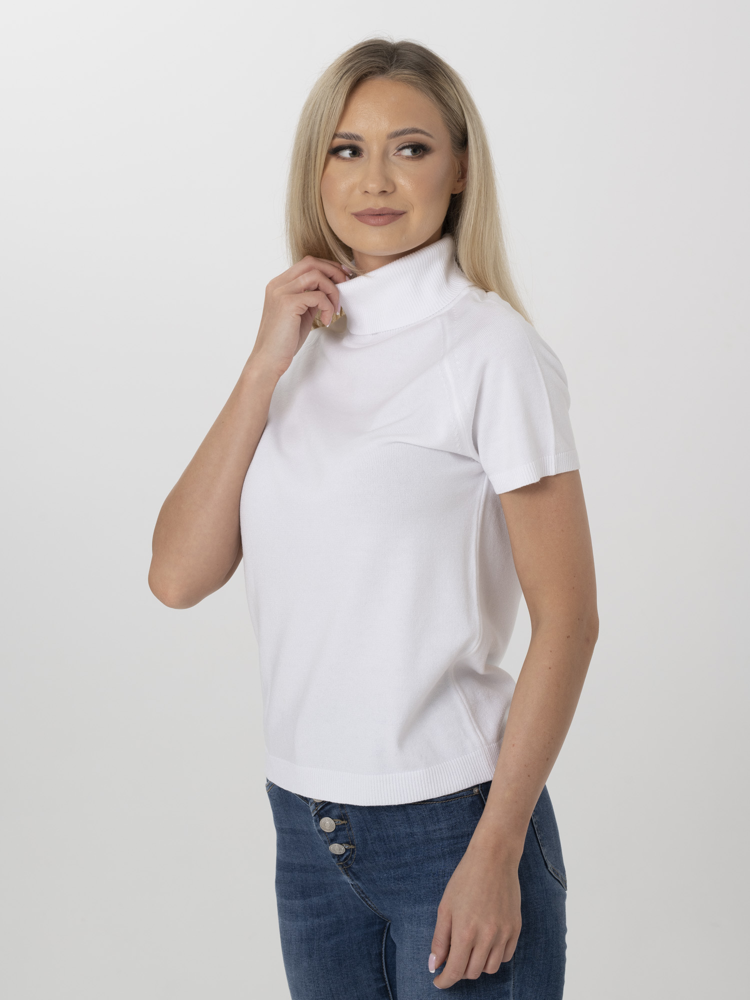 Women's White Mock Neck