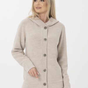 Women's Long Wool Cardigan With Hood and Pockets