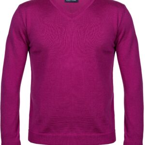 Men's V-Neck Sweater Pullover, Fuchsia